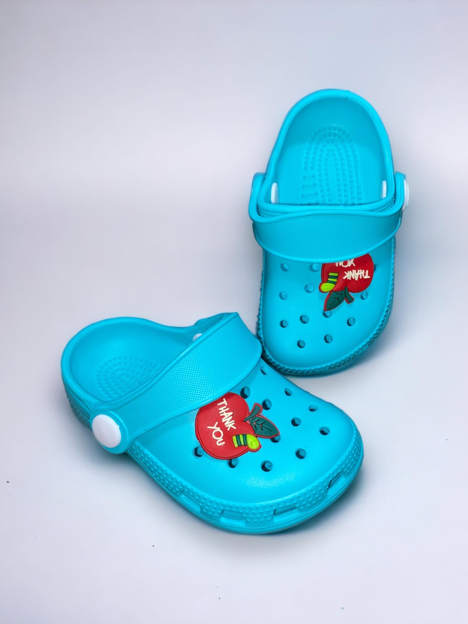 Akım Bebek Çocuk Turkuaz Renkli Thank You Figürlü Kaydırmaz Ortopedik Sandalet Crocs Terlik Akım Bebek Çocuk Turkuaz Renkli Thank You Figürlü Kaydırmaz Ortopedik Sandalet Crocs Terlik