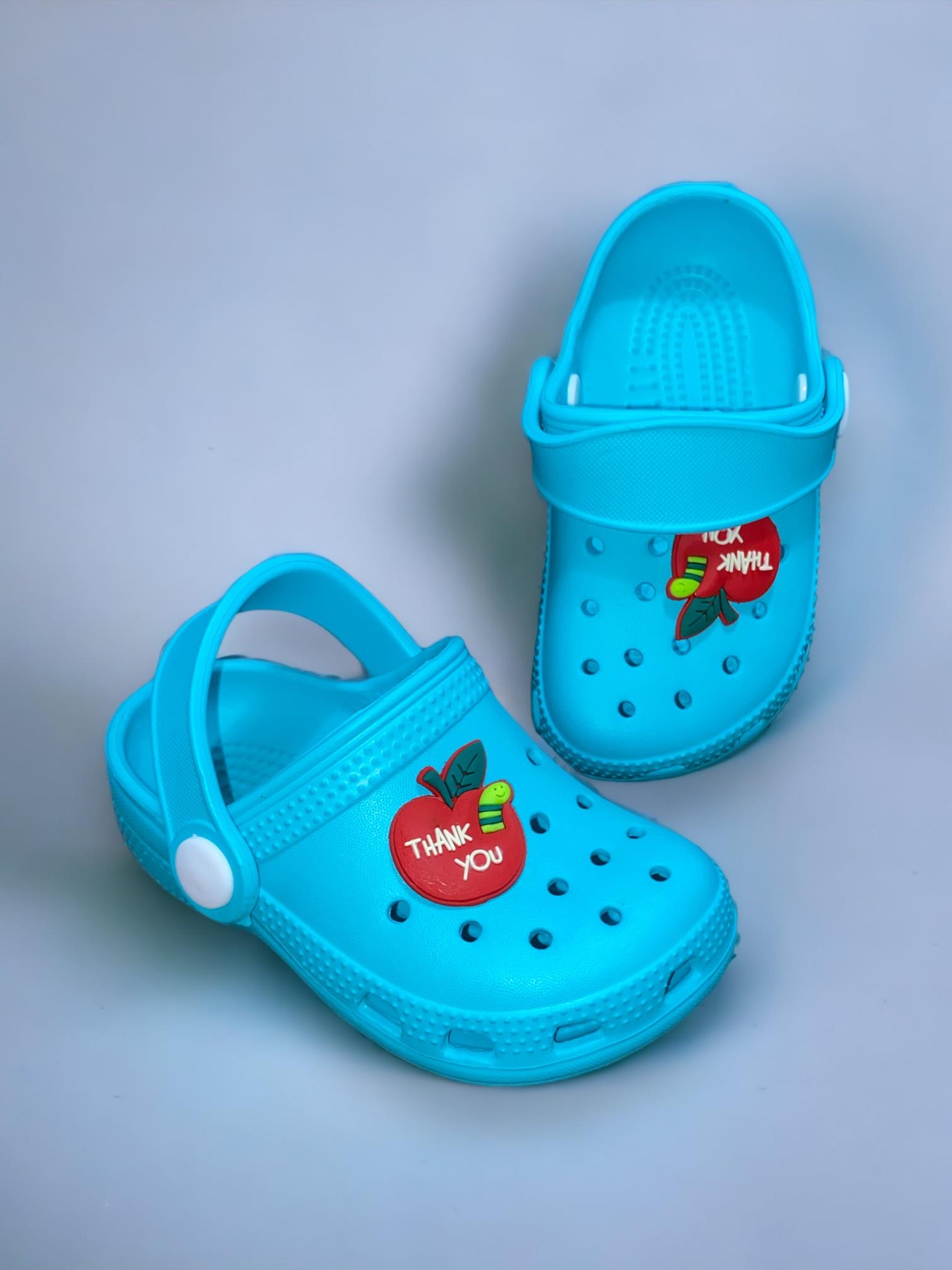 Akım Bebek Çocuk Turkuaz Renkli Thank You Figürlü Kaydırmaz Ortopedik Sandalet Crocs Terlik Akım Bebek Çocuk Turkuaz Renkli Thank You Figürlü Kaydırmaz Ortopedik Sandalet Crocs Terlik