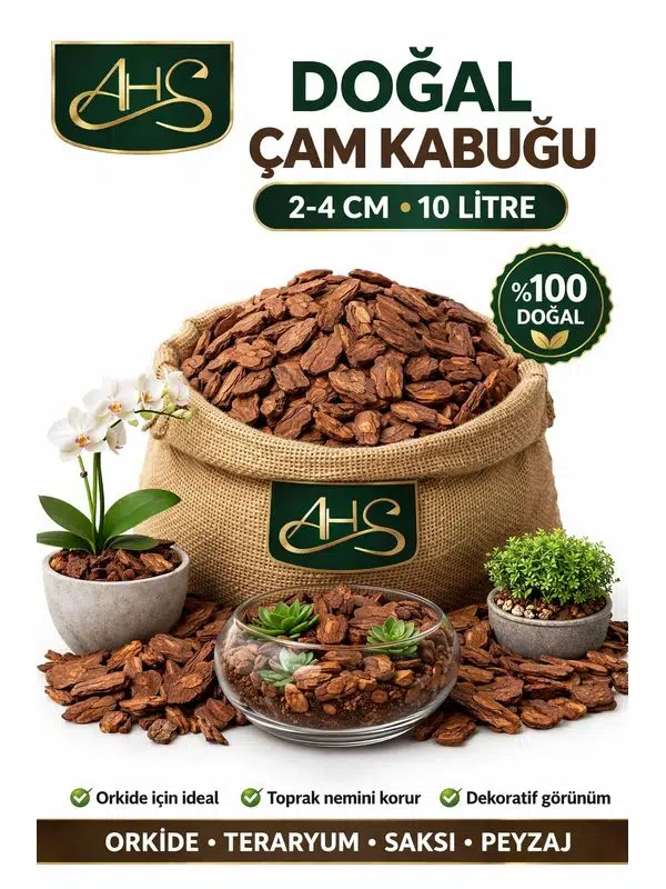 Doğal Dekoratif Çam Kabuğu 1-3 Cm 10 Litre Bahçe Peyzaj Saksı Orkide Teraryum Kaplama